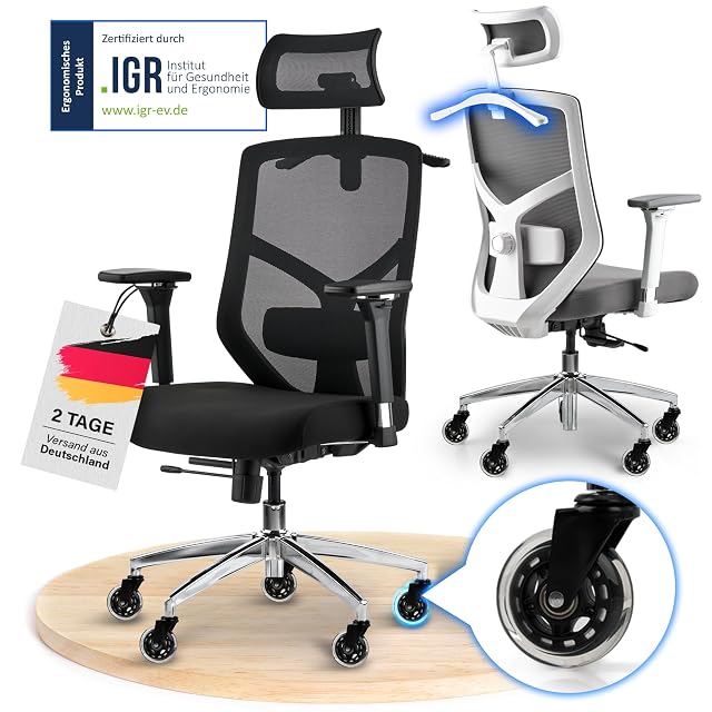Silla de oficina ergonómica de malla ELITESEATS en negro